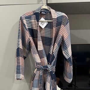 Brooklinen Waffle Knit Robe in Blue and Pink